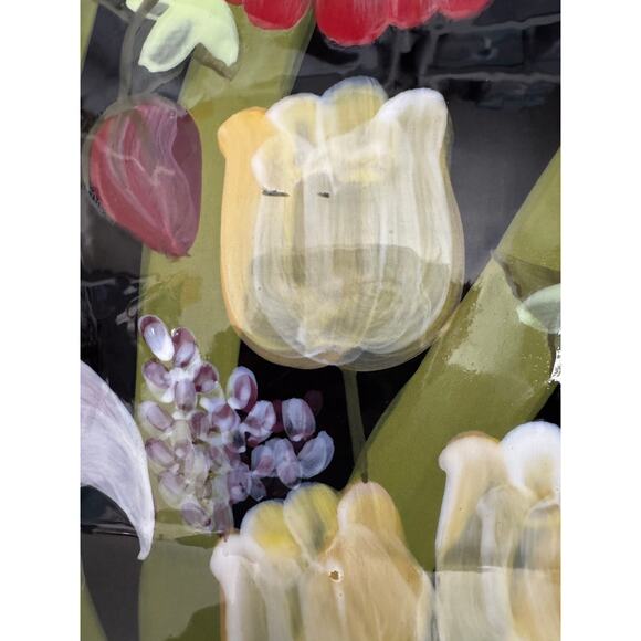 Lesal Studio Evening Song Colorful Floral Serving Platter 18x10 - Picture 10 of 10